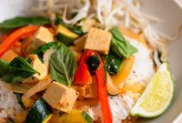 Thai Red Curry Tofu and Garden Fresh Vegetables