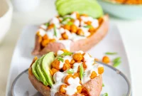 Loaded Buffalo Chickpea Sweet Potatoes