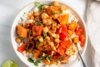 Hearty Sweet Potato Chickpea Coconut Curry