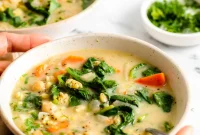 Lemony Vegan Chickpea Orzo Soup