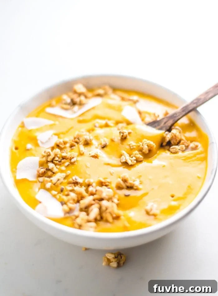 Vegan Turmeric Carrot Butternut Squash Smoothie Bowl Recipe - Running on Real Food
