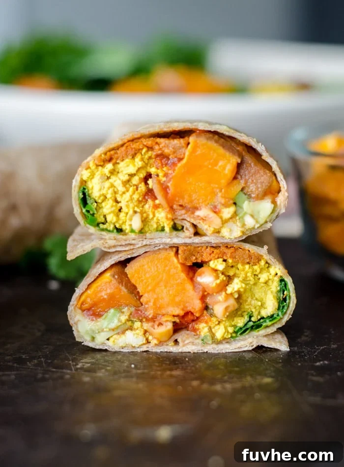 Vegan Roasted Sweet Potato Breakfast Burritos