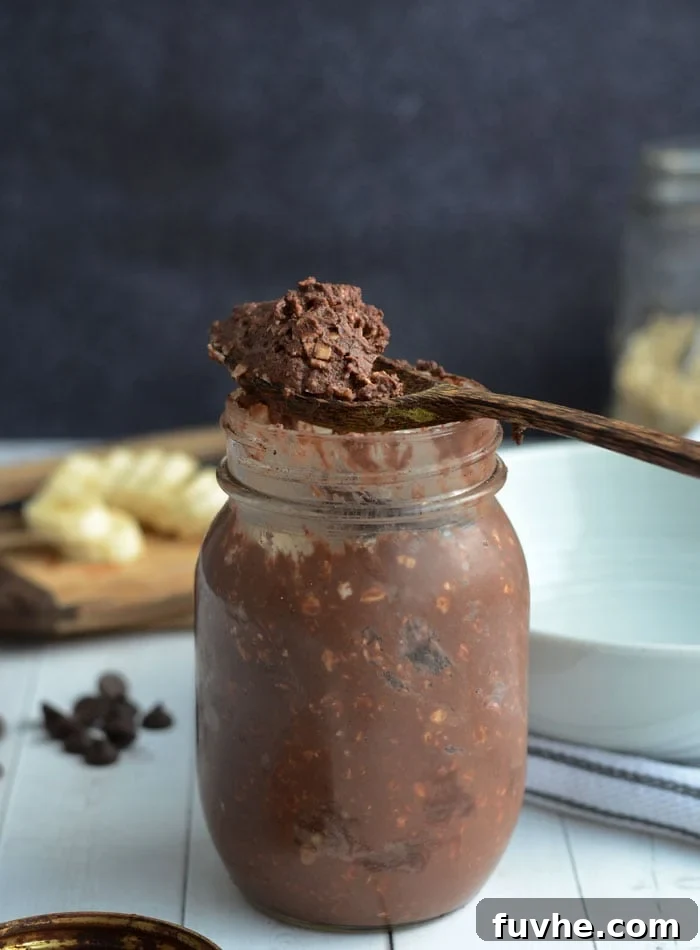 Brownie Batter Overnight Protein Oats - Vegan