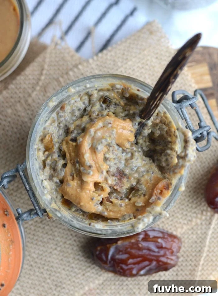 Peanut Butter Chia Seed Pudding with Dates - Vegan
