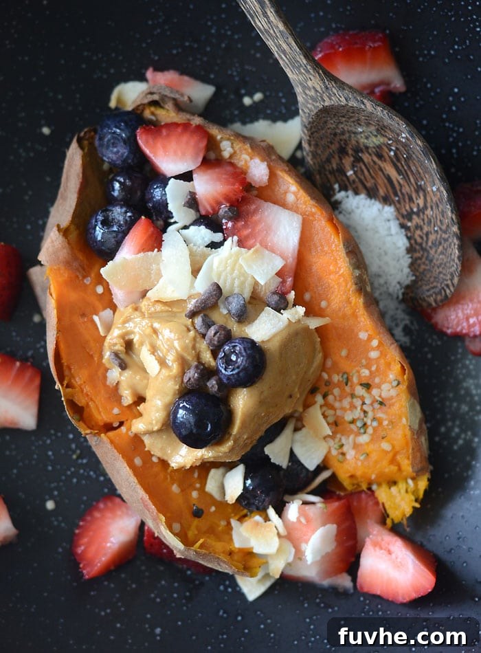 How to Make Sweet Potato Breakfast Bowls with Peanut Butter and Berries | vegan, gluten-free
