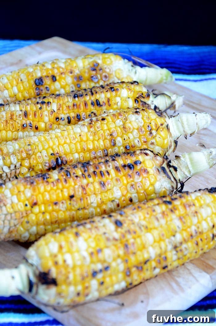 Plant-Based Campfire Cuisine 5 Fresh grilled corn on the cob, a perfect savory and sweet addition to any vegan camping lunch, highlighted against a natural backdrop.