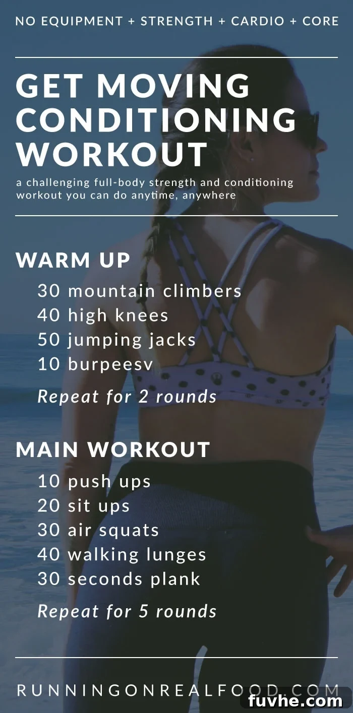 Full body bodyweight strength and conditioning workout