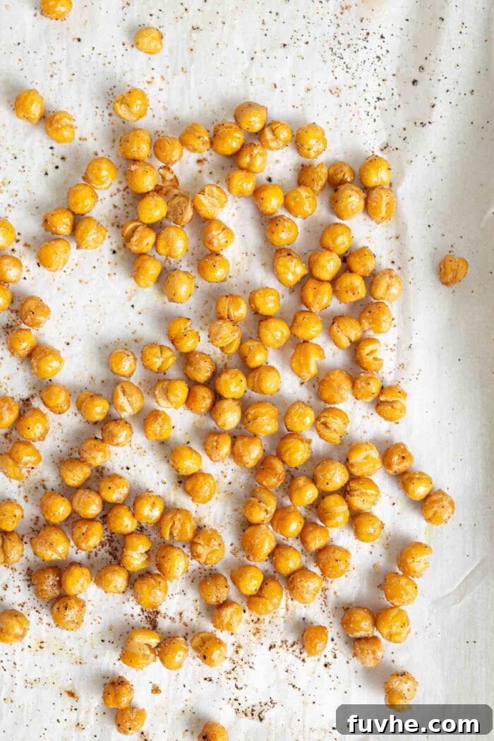 The Ultimate Vegan Kale Caesar 4 Roasted chickpeas on a baking tray.