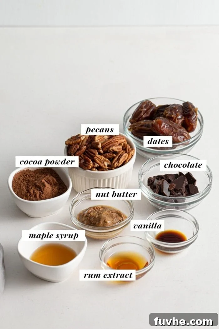 Tipsy Vegan Truffles 3 Visual of ingredient list for healthy vegan rum balls recipe.