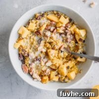 Healthy Vegan Golden Coconut Apple Oatmeal with Flax