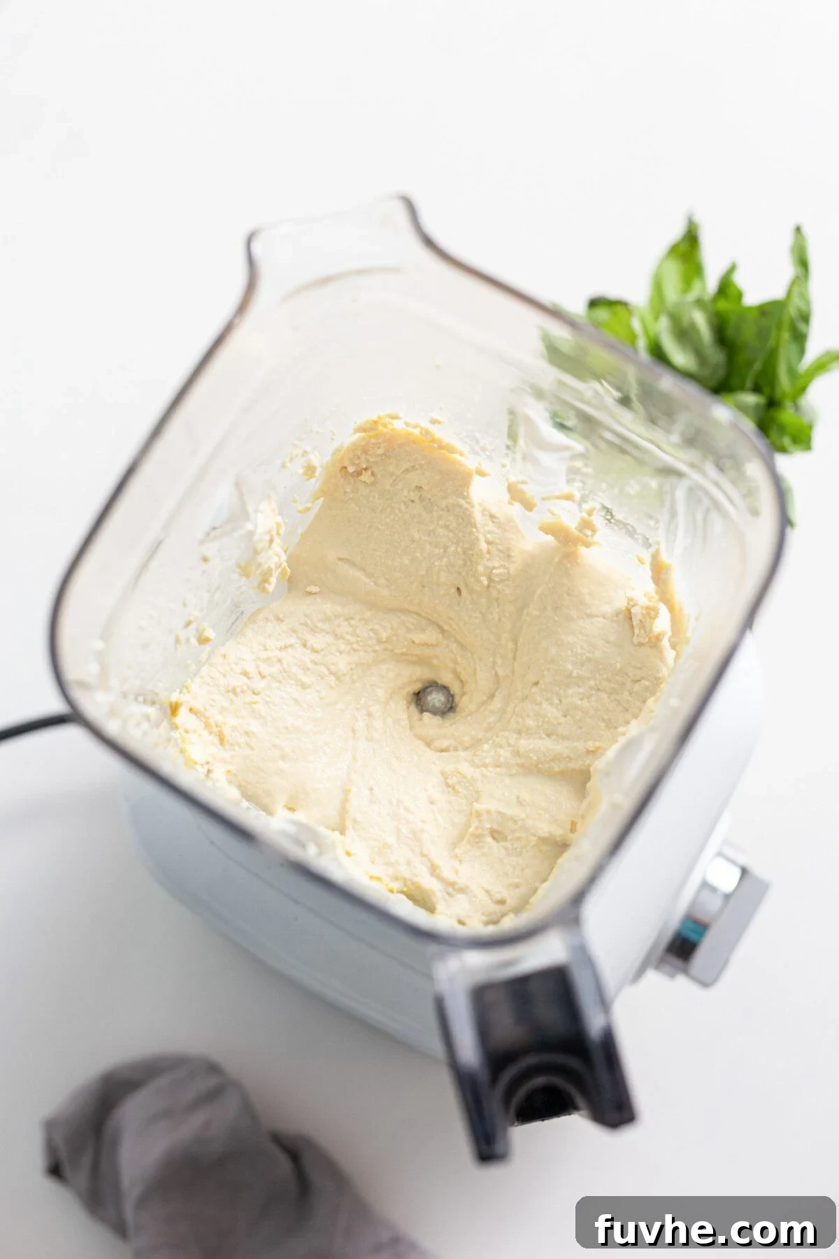 Creamy Vegan Tofu Ricotta 4 Creamy ricotta in a blender.