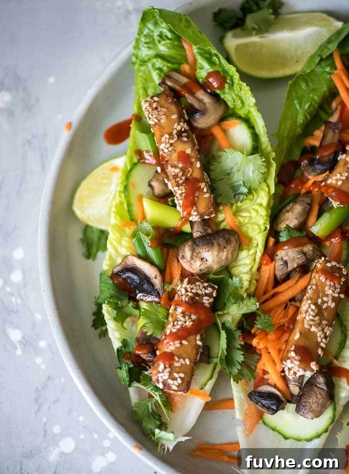 Crispy Sesame Tofu Lettuce Bites 2 Baked Sesame Tofu Lettuce Wraps - Running on Real Food