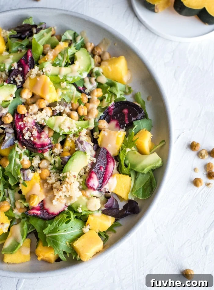 Vegan Quinoa Avocado Salad with Roasted Beets and Squash - A Healthy & Filling Meal