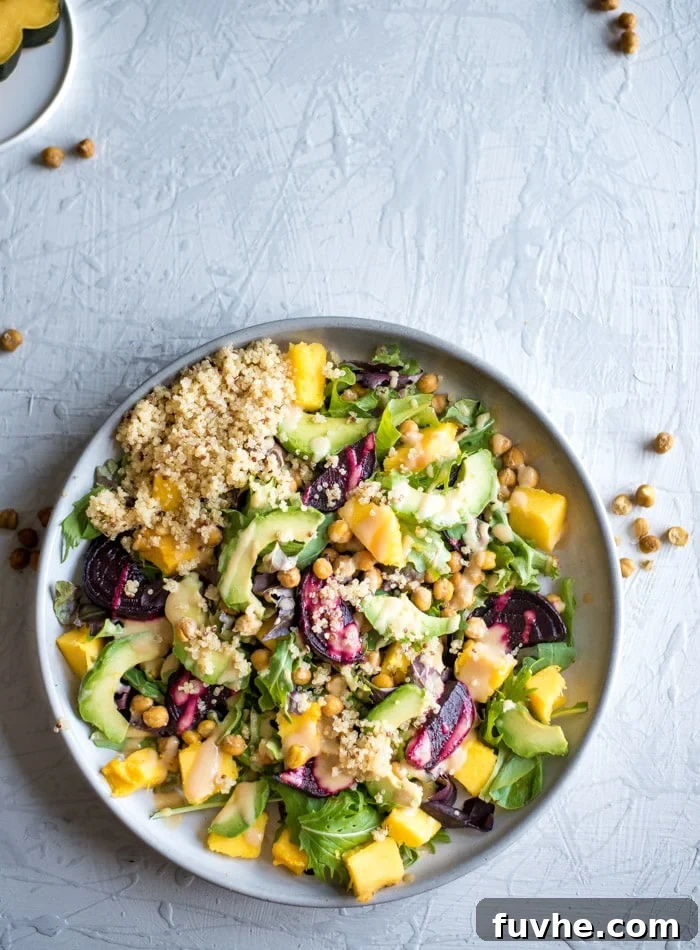 Flavorful Roasted Beet Quinoa Salad with Avocado and Dijon Dressing