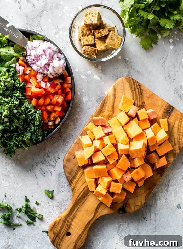 Ingredients for Easy Healthy Sweet Potato Hash - Running on Real Food