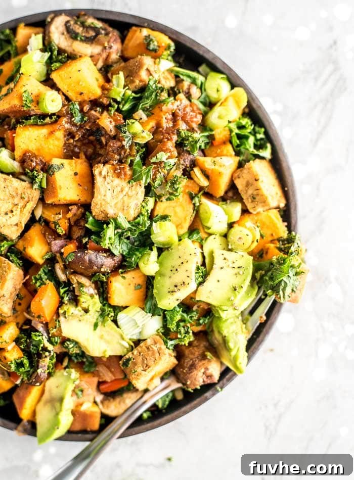 Easy Breakfast Tempeh Sweet Potato Hash Recipe - Running on Real Food