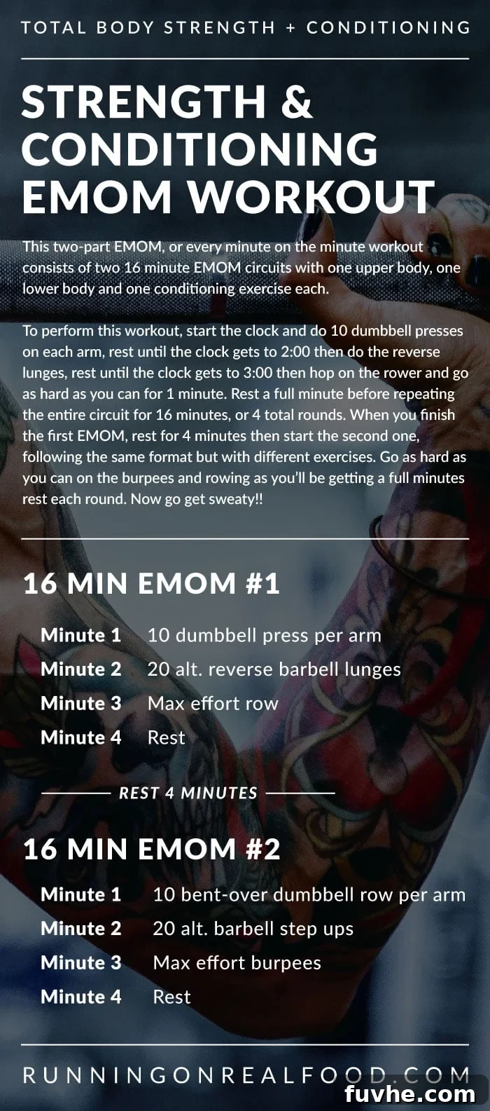 Tough Strength and Conditioning Barbell and Dumbbell Workout for the Gym - Running on Real Food Workouts