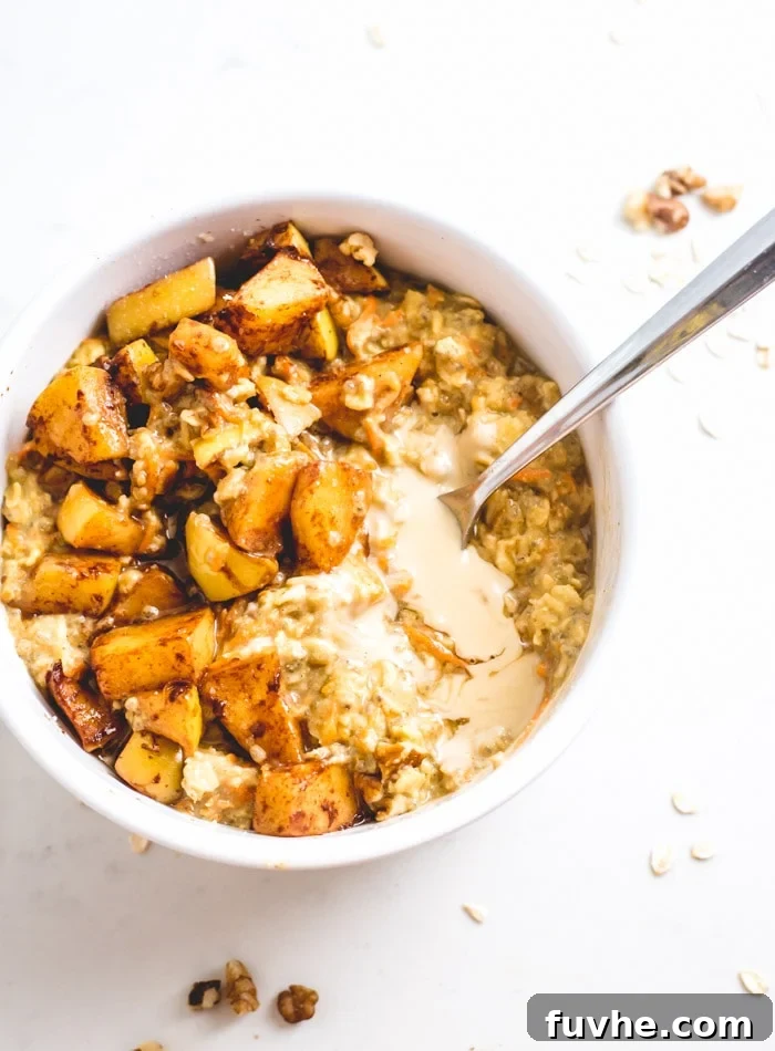 Cozy Apple Cinnamon Oats 6 Healthy Vegan Sautéed Apple Cinnamon Hot Oatmeal