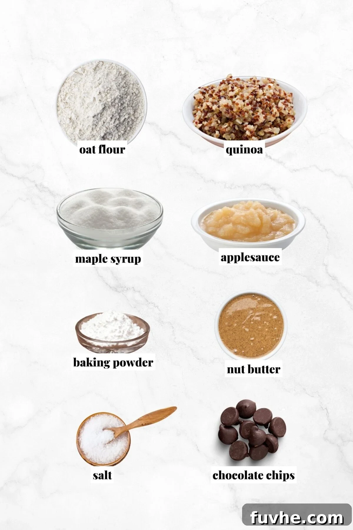 Plant-Powered Quinoa Chocolate Chip Cookies 3 All the ingredients needed for a vegan chocolate chip quinoa cookies recipe.