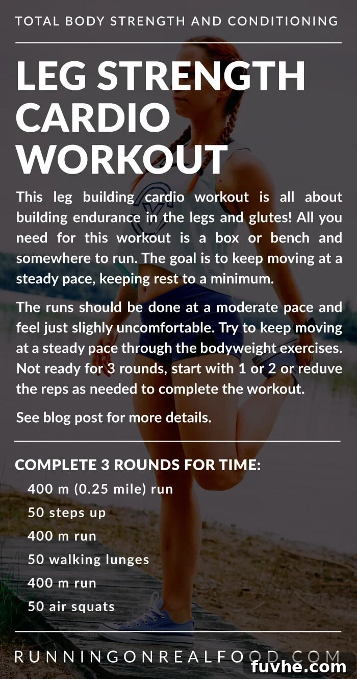 Power Legs, Pumping Heart 2 Dynamic leg strength and cardio workout details for building endurance and glute power, perfect for home or travel fitness.