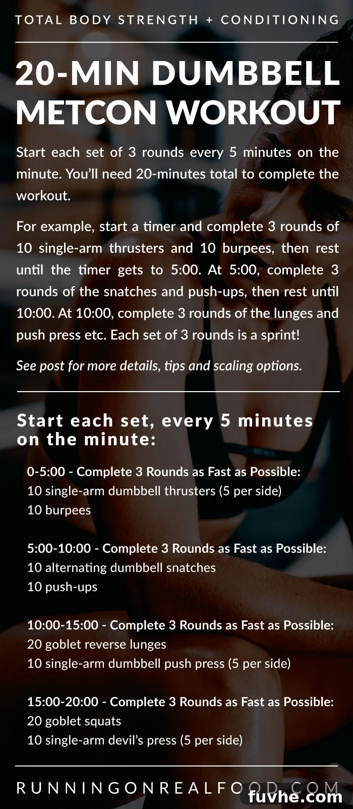 Dumbbell Blitz: 20-Minute Metabolic Burn 2 Detailed overview of an intensive 20-minute dumbbell metcon workout routine.
