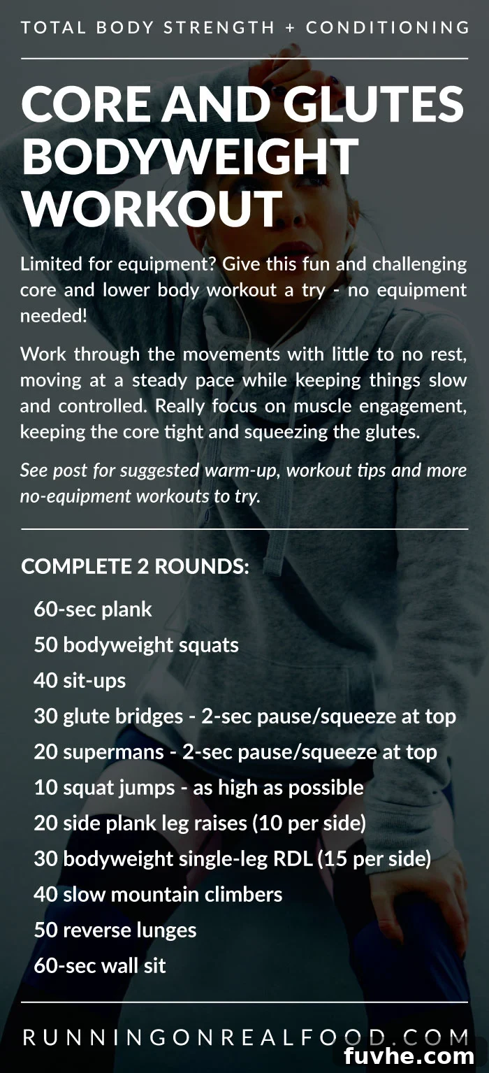 Written description for a core and glutes bodyweight workout.