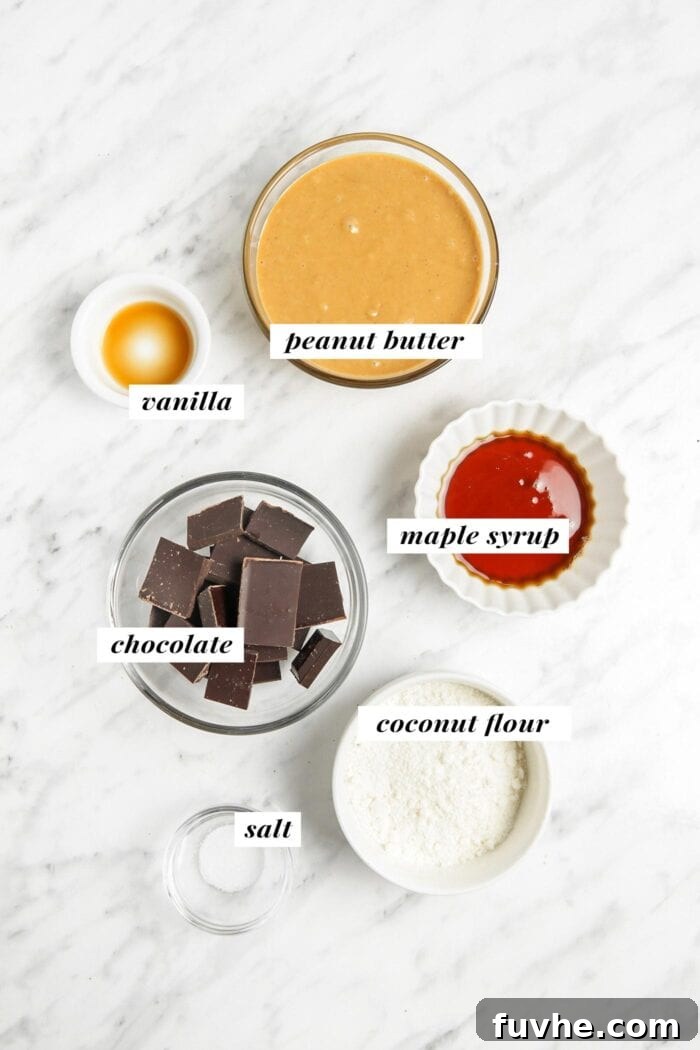 All ingredients needed for making vegan peanut butter eggs labelled with text overlay.