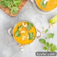 Vegan Thai Roasted Butternut Squash Carrot Soup - Running on Real Food