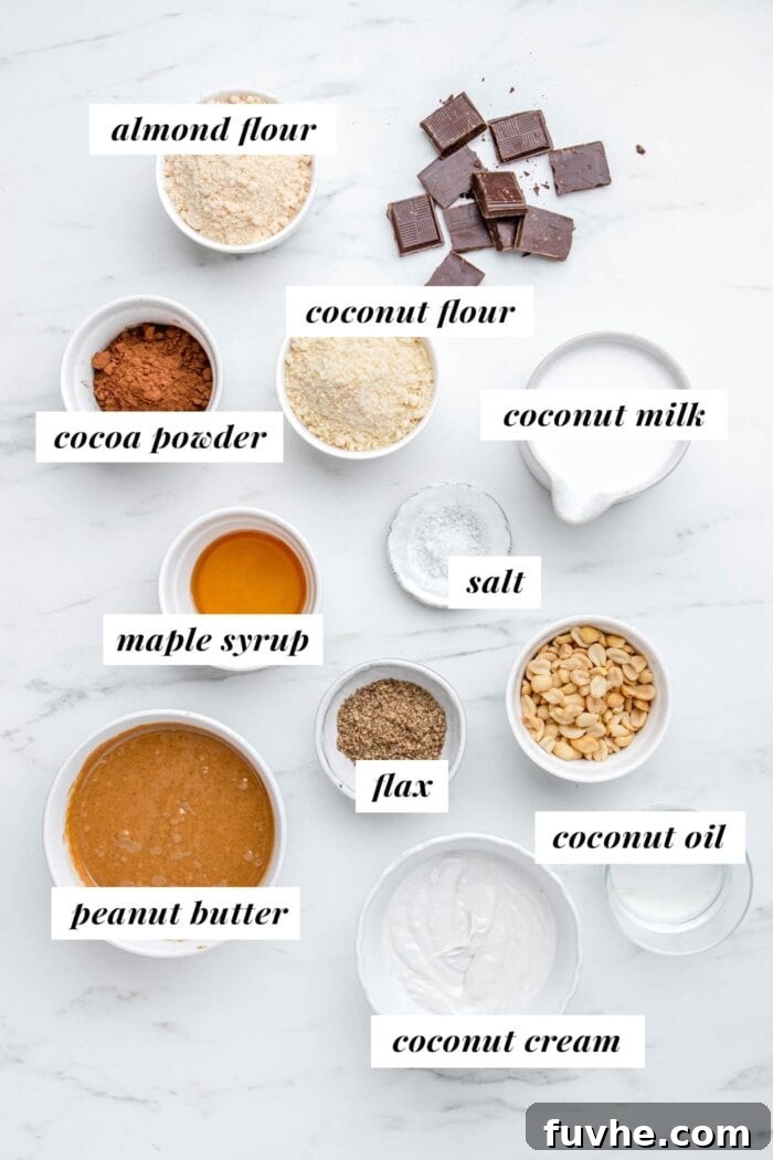 Visual array of high-quality ingredients laid out for making a homemade vegan peanut butter pie recipe.