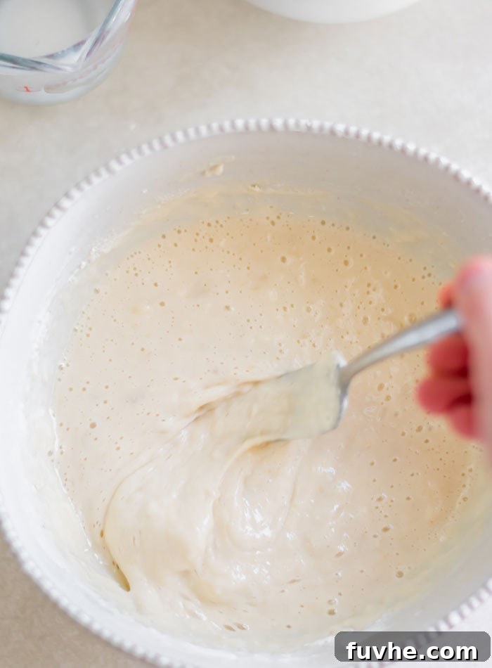 Close-up of Smooth Vegan Berry Banana Pancake Batter in a Bowl