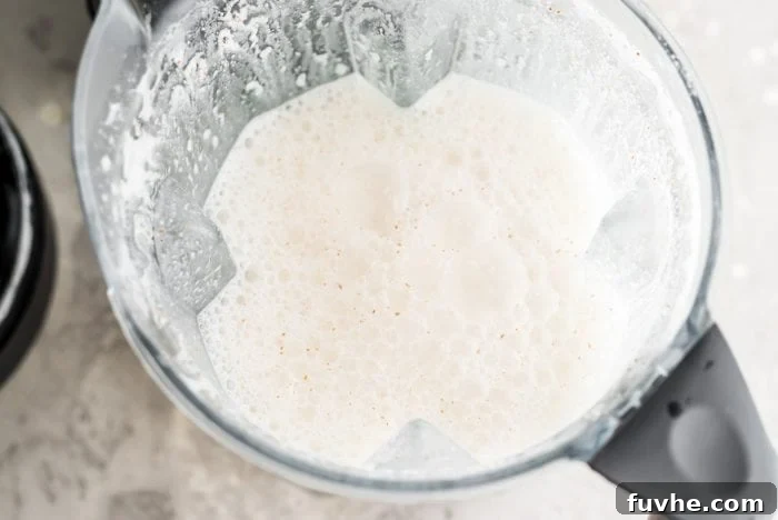 Blended Homemade Almond Milk in a Vitamix Blender