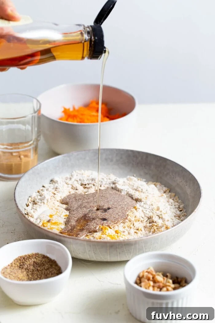 Syrup being poured into a bowl.