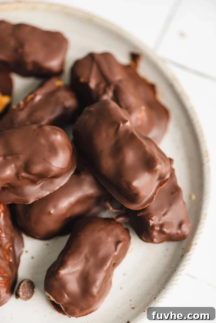 A plate of small homemade chocolate candy bars.