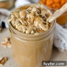 Vegan Pumpkin Spice Latte Smoothie, a healthy and delicious autumn beverage from Running on Real Food