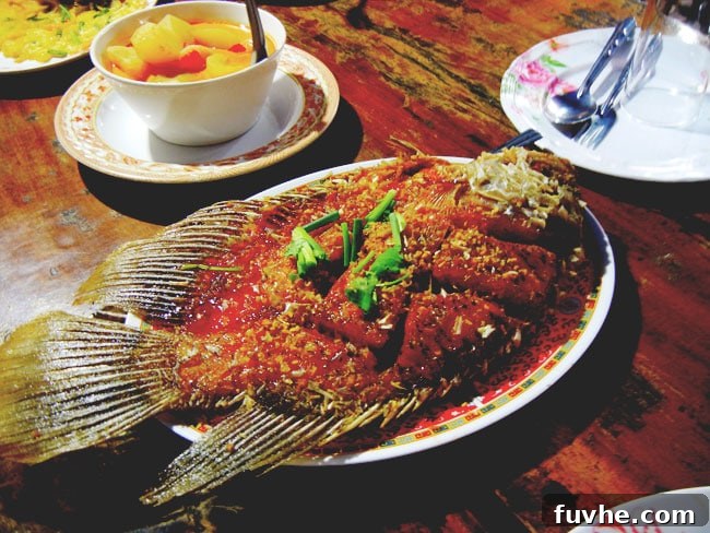 Delicious home-cooked meal served at the floating bungalows on Chiew Lan Lake