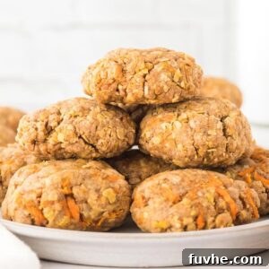 A plate of homemade vegan carrot cake oatmeal cookies, ready to be enjoyed.